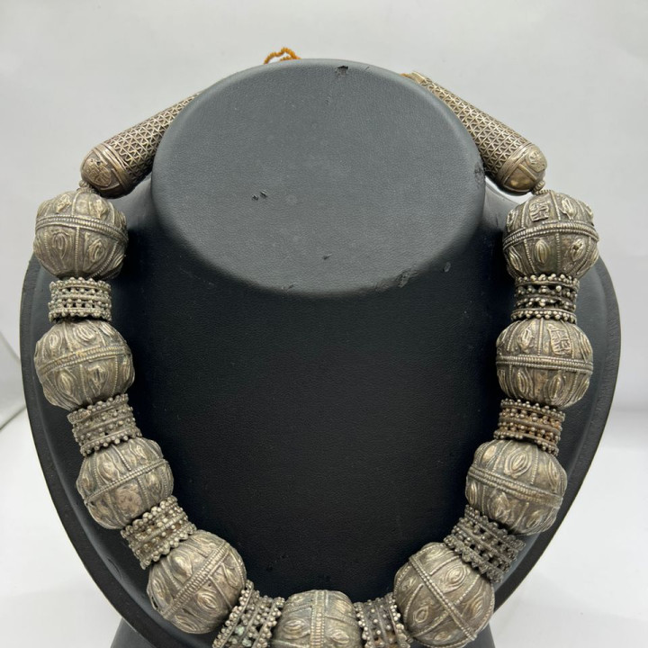 A luxurious necklace made of ancient silver grains and rare silver beads