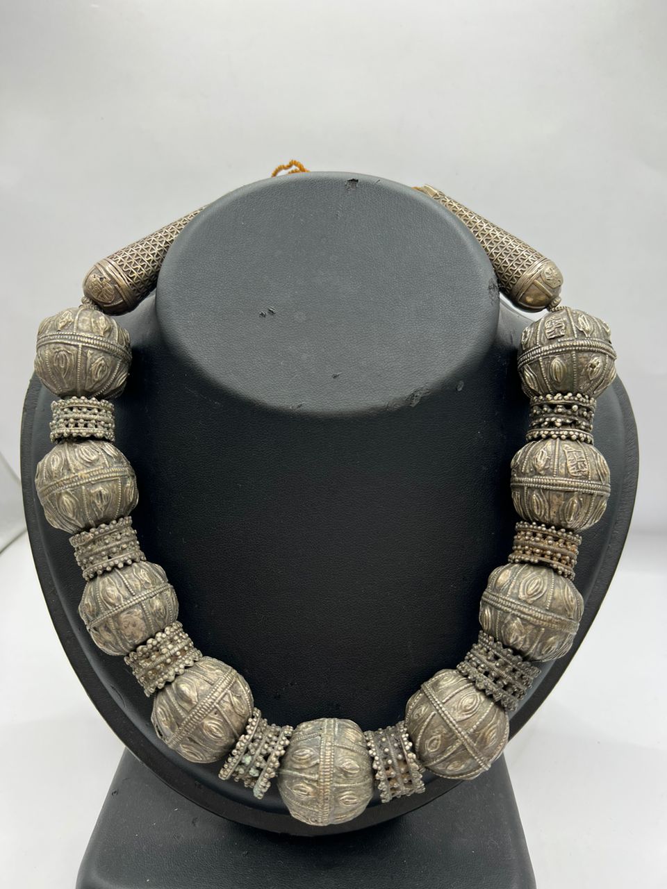 A luxurious necklace made of ancient silver grains and rare silver beads