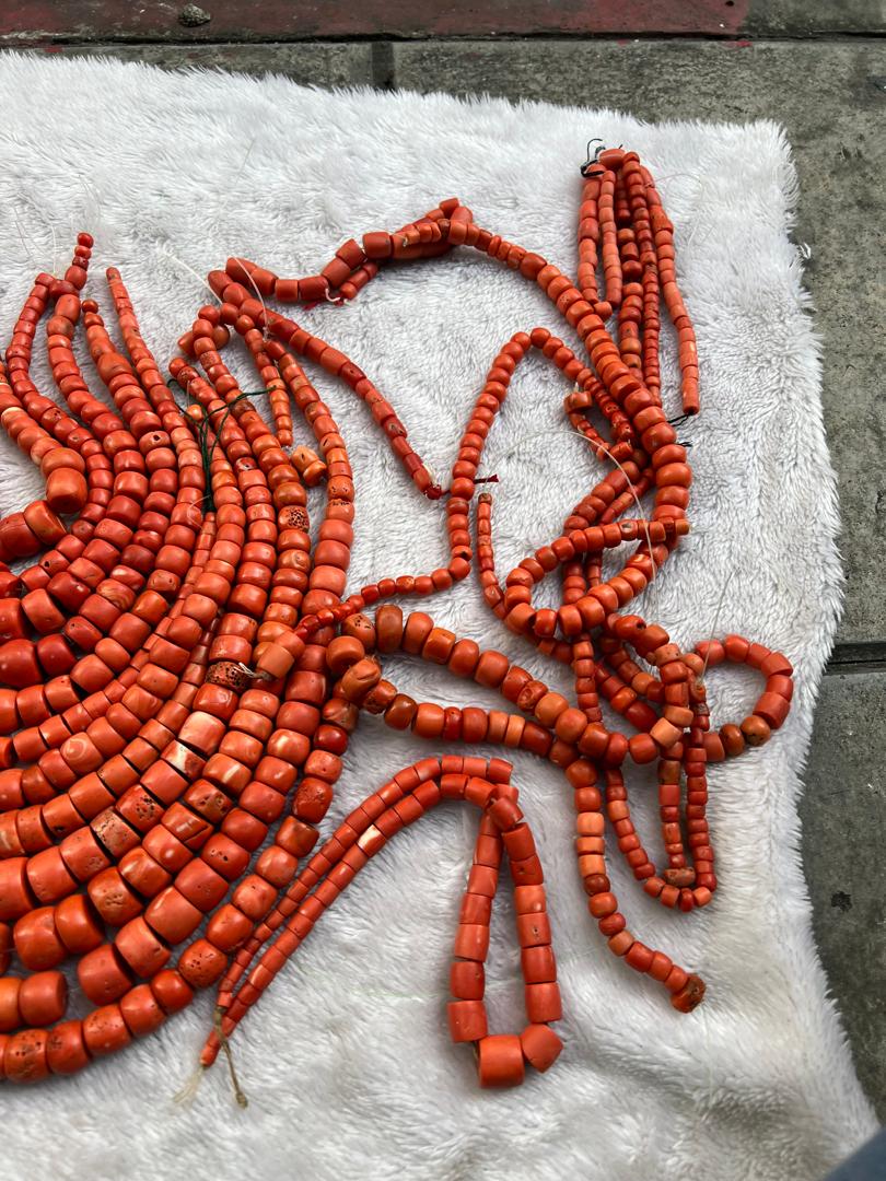 Necklaces made of natural Italian red coral